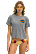Retro AVIATOR NATION SMALL LOGO BOYFRIEND TEE - HEATHER GREY