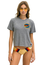 Retro AVIATOR NATION SMALL LOGO BOYFRIEND TEE - HEATHER GREY