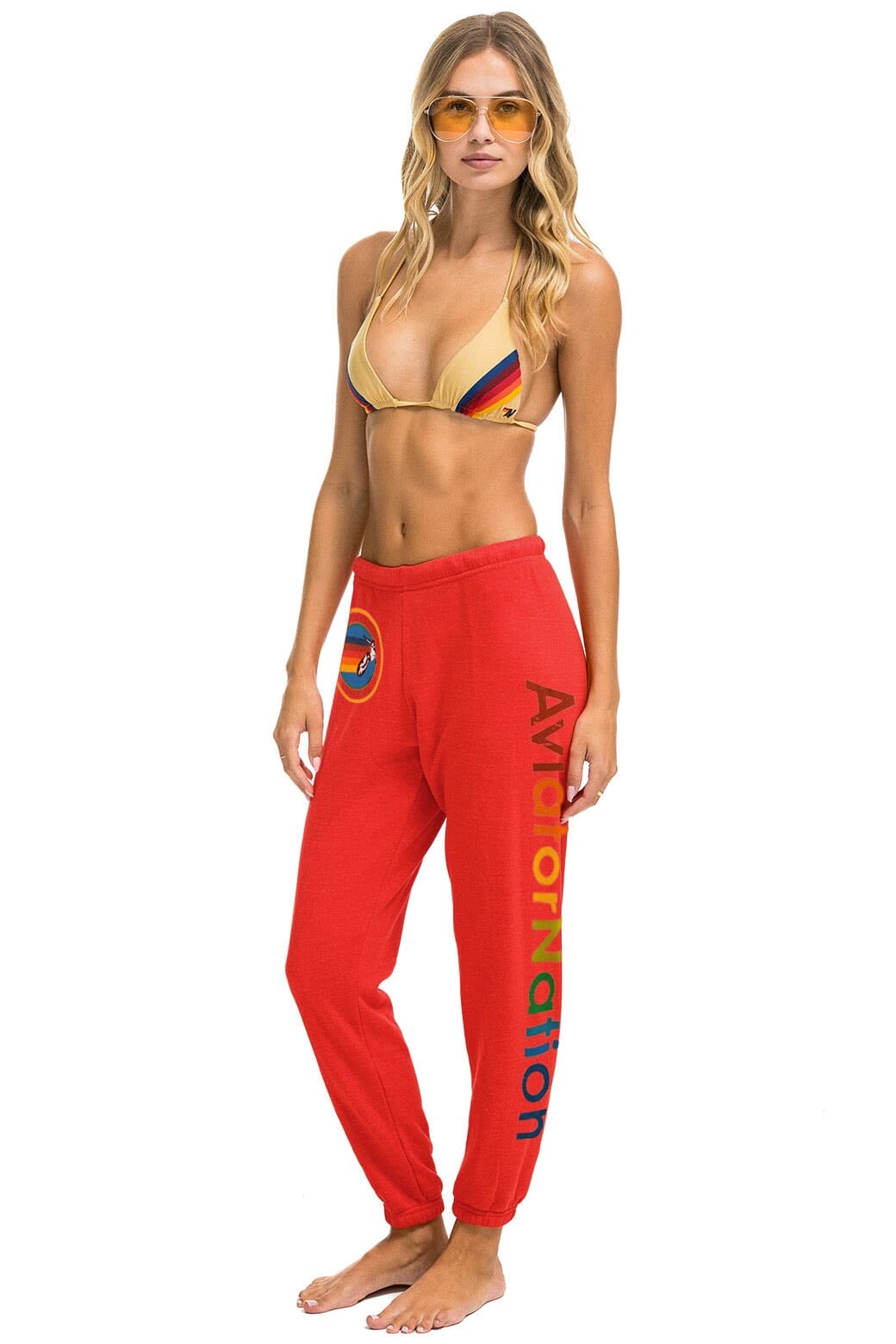Retro AVIATOR NATION VENICE SWEATPANTS - RED
