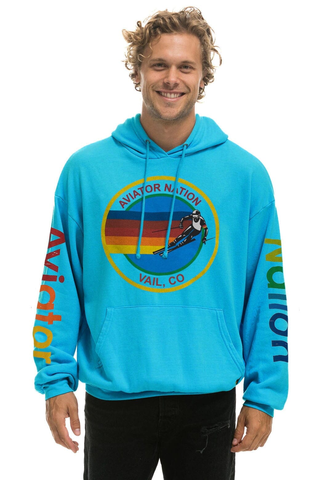 Retro AVIATOR NATION VAIL RELAXED PULLOVER HOODIE - NEON BLUE