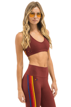 Retro WOMENS 5 STRIPE SPORTS BRA - BRICK
