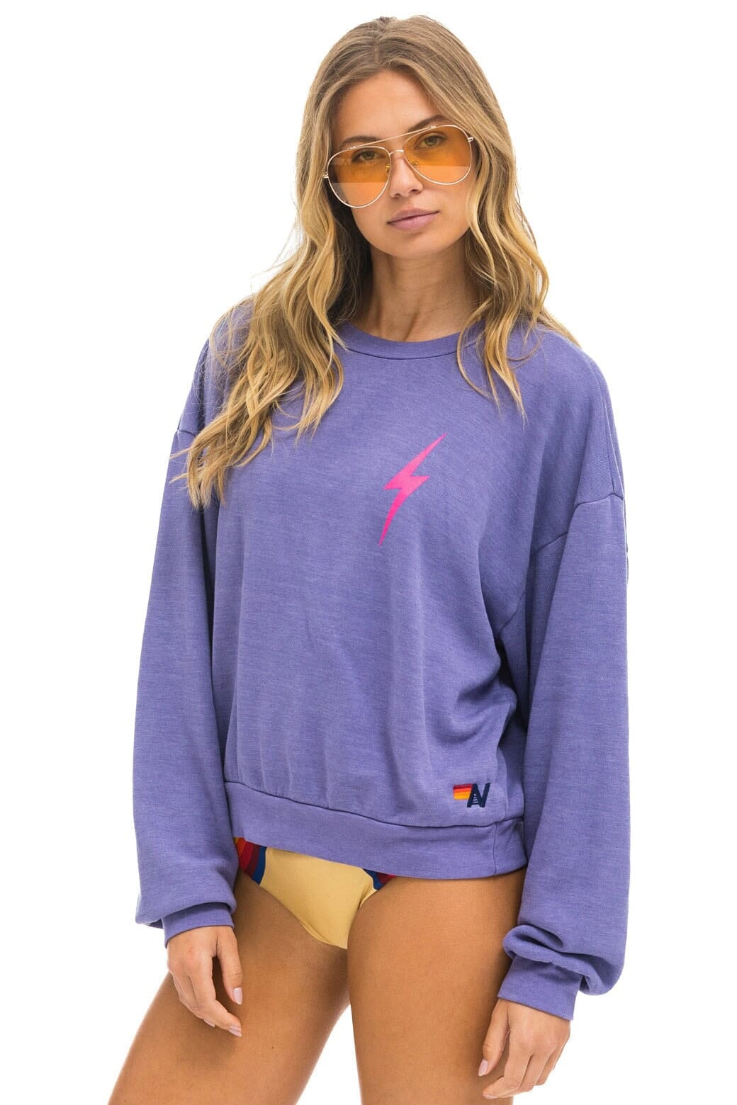 Retro BOLT 2 RELAXED CREW SWEATSHIRT - LAVENDER NEON PINK