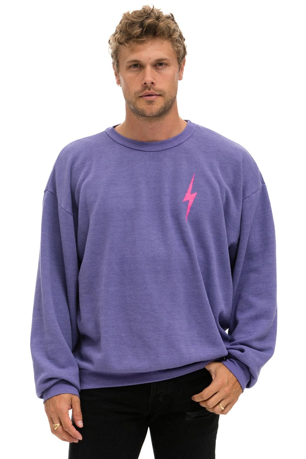 Retro BOLT 2 RELAXED CREW SWEATSHIRT - LAVENDER NEON PINK