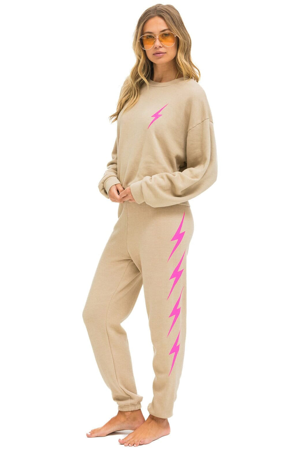Retro BOLT 2 RELAXED CREW SWEATSHIRT - SAND NEON PINK