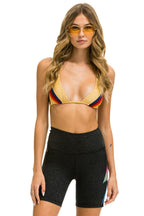 Retro BOLT FADE 6IN HI-RISE BIKER SHORT - CHARCOAL RAINBOW PINK