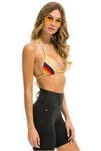 Retro BOLT FADE 6IN HI-RISE BIKER SHORT - CHARCOAL RAINBOW PINK