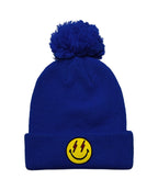 Retro BOLT SMILEY POM POM RIB BEANIE
