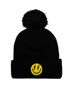 Retro BOLT SMILEY POM POM RIB BEANIE