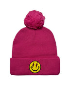 Retro BOLT SMILEY POM POM RIB BEANIE