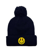 Retro BOLT SMILEY POM POM RIB BEANIE