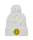 Retro BOLT SMILEY POM POM RIB BEANIE