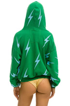 Retro BOLT STITCH REPEAT RELAXED ZIP HOODIE WITH POCKET ZIPPERS - KELLY GREEN BLUE