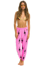 Retro BOLT STITCH REPEAT SWEATPANTS - NEON PINK BLACK