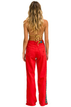 Retro BOLT STRIPE HI RISE WIDE-LEG GYPSY JEAN - RED