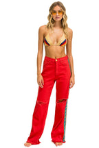 Retro BOLT STRIPE HI RISE WIDE-LEG GYPSY JEAN - RED
