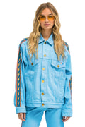Retro BOLT STRIPE OVERSIZED CONCERT DENIM JACKET - SKY