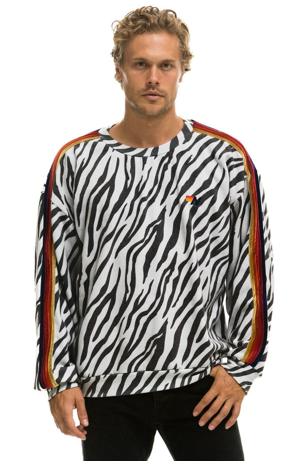Retro CLASSIC RELAXED FIT CREW SWEATSHIRT - ZEBRA