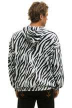 Retro CLASSIC RELAXED PULLOVER HOODIE WITH ZIPPER POCKETS - ZEBRA