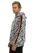 Retro CLASSIC RELAXED PULLOVER HOODIE WITH ZIPPER POCKETS - ZEBRA
