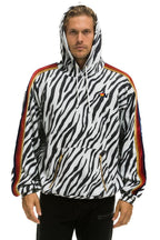 Retro CLASSIC RELAXED PULLOVER HOODIE WITH ZIPPER POCKETS - ZEBRA