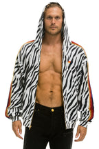 Retro CLASSIC RELAXED ZIP HOODIE WITH POCKETS - ZEBRA
