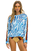 Retro CLASSIC VELVET RELAXED SWEATSHIRT - BLUE TIGER