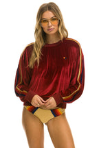 Retro CLASSIC VELVET RELAXED SWEATSHIRT - RED