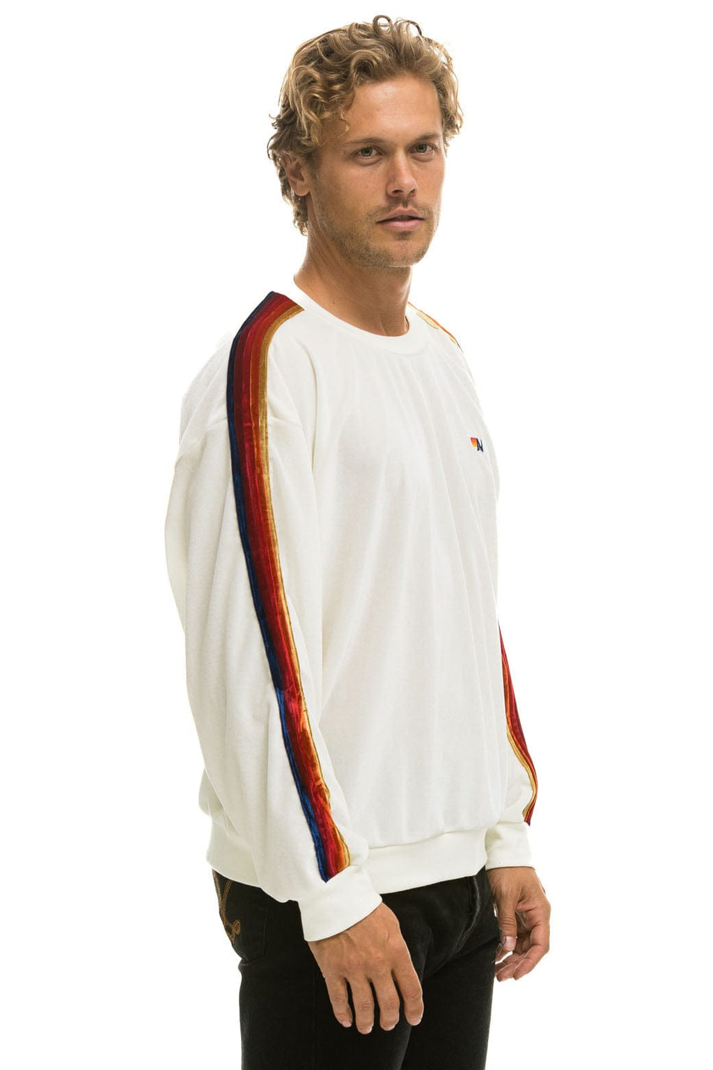 Retro CLASSIC VELVET RELAXED SWEATSHIRT - WHITE
