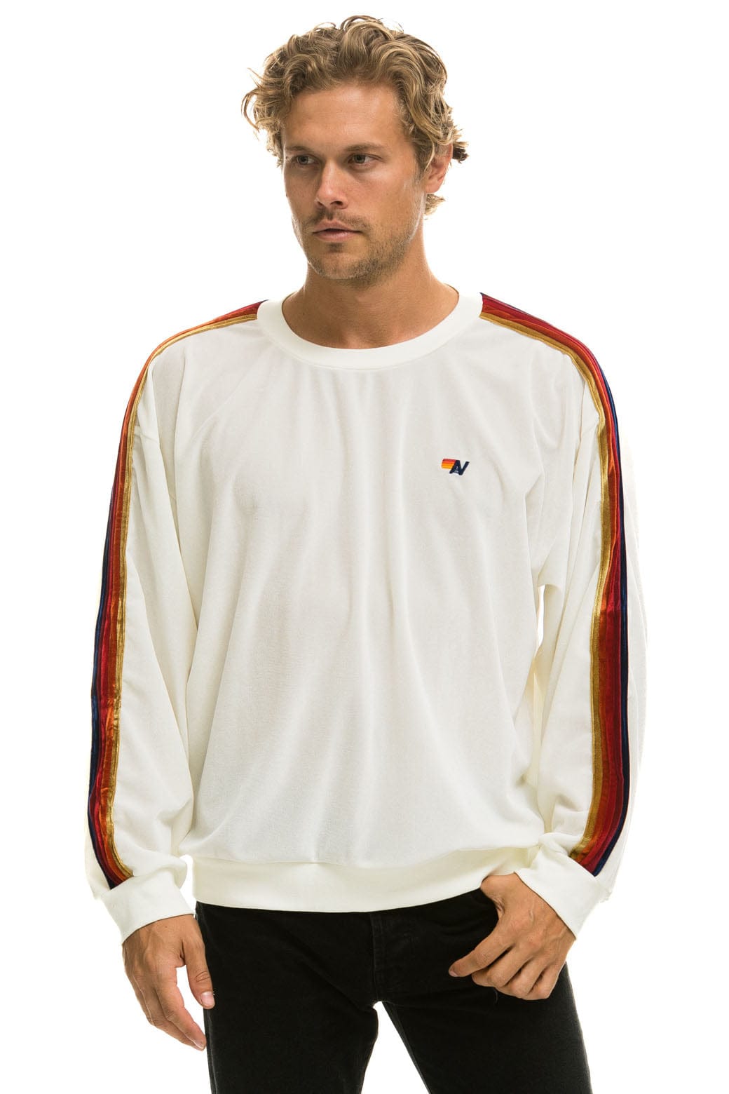 Retro CLASSIC VELVET RELAXED SWEATSHIRT - WHITE