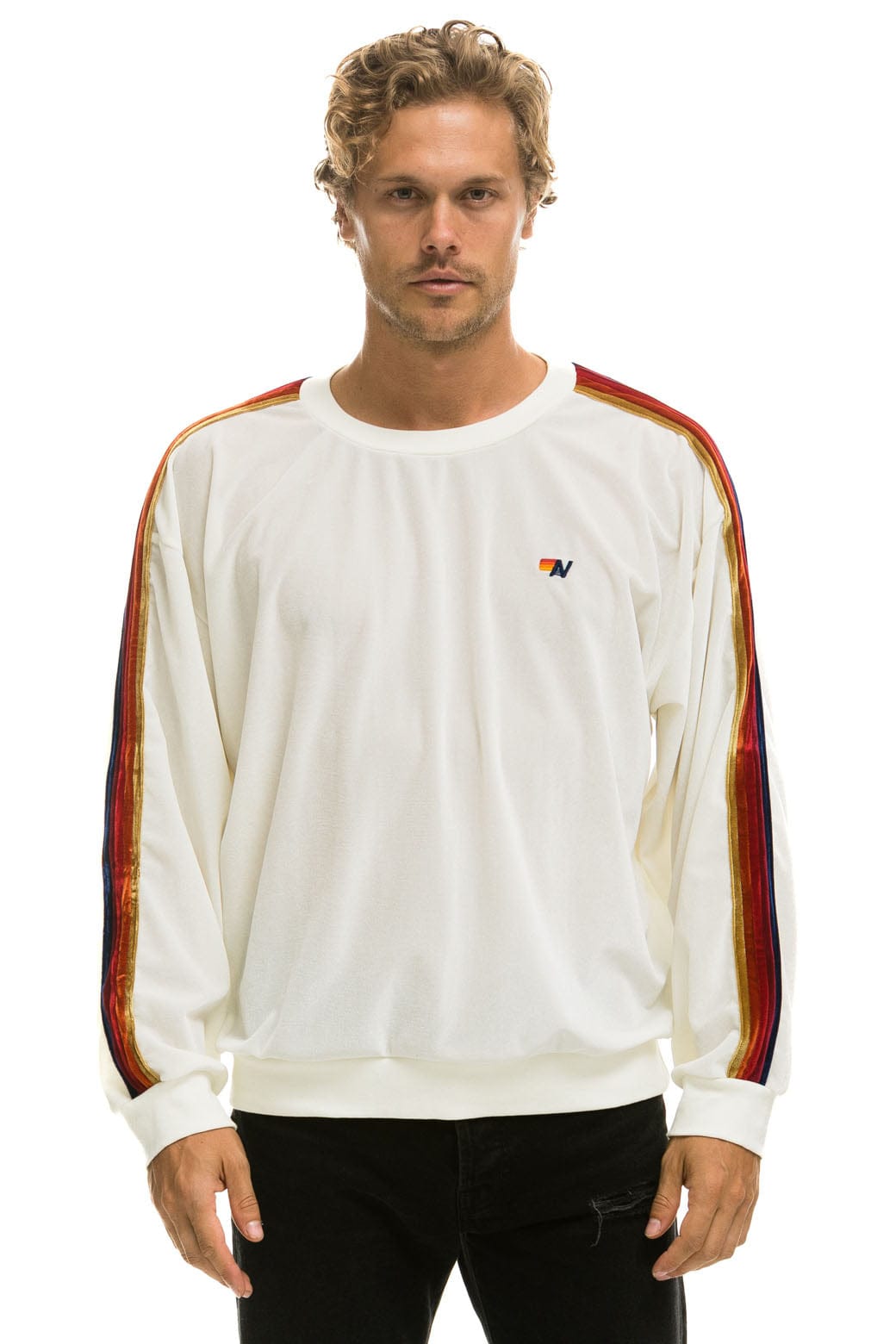 Retro CLASSIC VELVET RELAXED SWEATSHIRT - WHITE