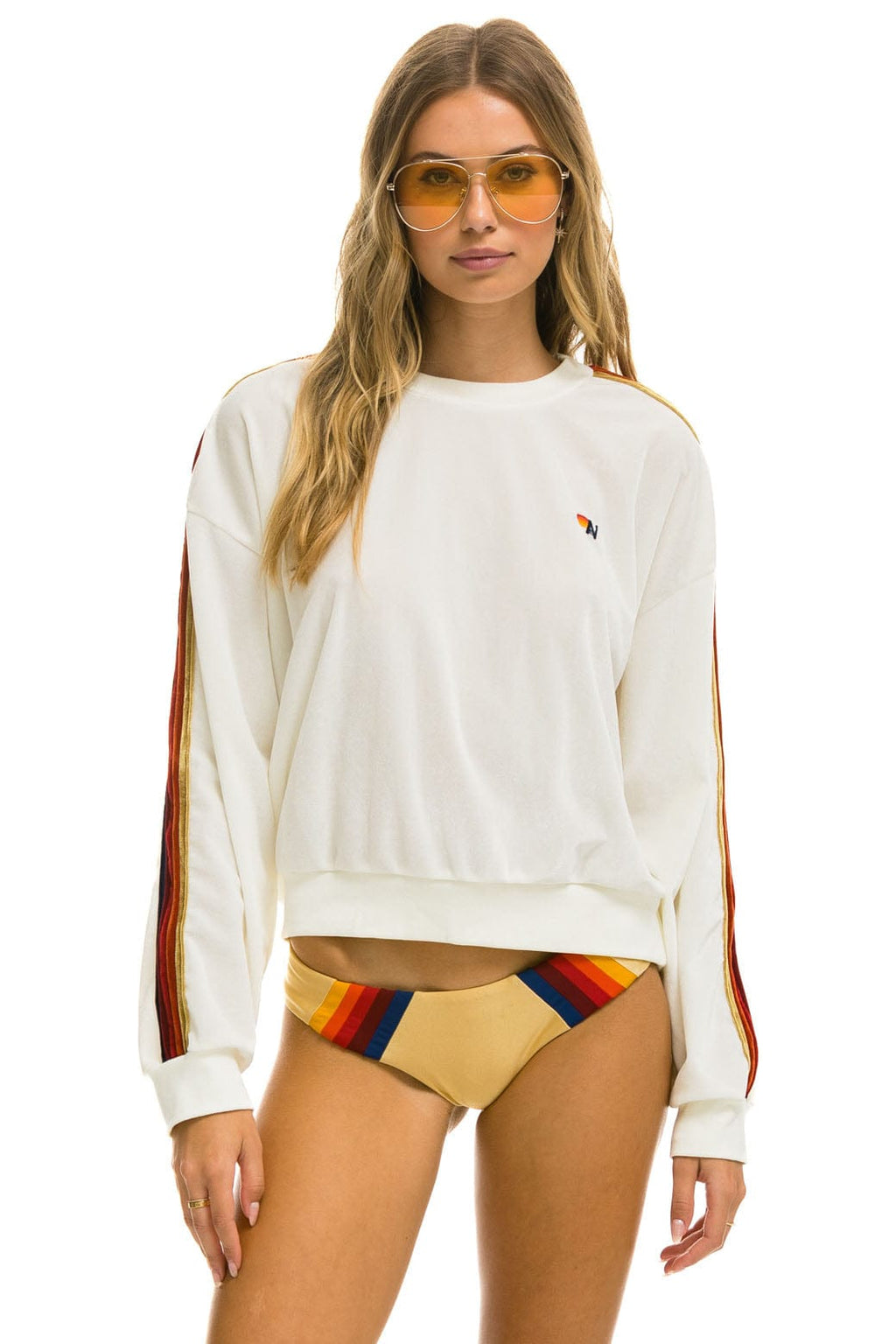 Retro CLASSIC VELVET RELAXED SWEATSHIRT - WHITE