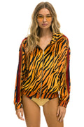 Retro CLASSIC VELVET RELAXED ZIP HOODIE - TIGER