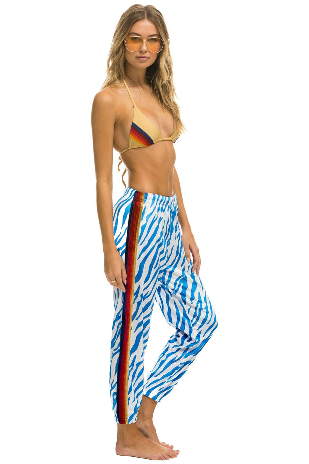 Retro CLASSIC VELVET SWEATPANTS - BLUE TIGER