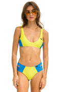 Retro COLOR BLOCK BRALETTE BIKINI TOP - LED BLUE