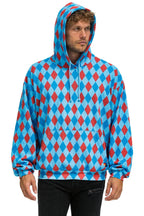 Retro DIAMOND REPEAT SMILEY RELAXED PULLOVER HOODIE - SKY