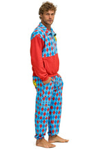 Retro DIAMOND SMILEY 2 FLEECE HALF ZIP COLOR BLOCK SWEATSHIRT - RED SKY