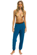 Retro LOGO STRIPE SWEATPANTS - CARIBBEAN