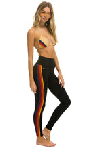 Retro FULL LENGTH HI-RISE 5 STRIPE LEGGINGS - BLACK