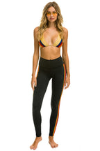 Retro FULL LENGTH HI-RISE 5 STRIPE LEGGINGS - CHARCOAL