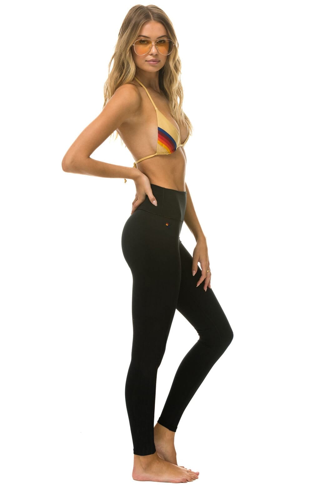 Retro FULL LENGTH HI-RISE BOLT LEGGINGS - BLACK