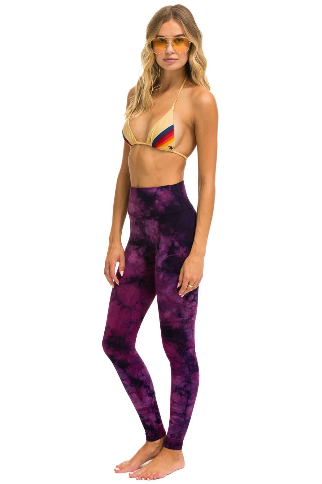 Retro HAND DYED FULL LENGTH HI-RISE LEGGINGS - TIE DYE CRYSTAL ROSE