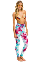 Retro HAND DYED FULL LENGTH HI-RISE LEGGINGS - TIE DYE TURQUOISE