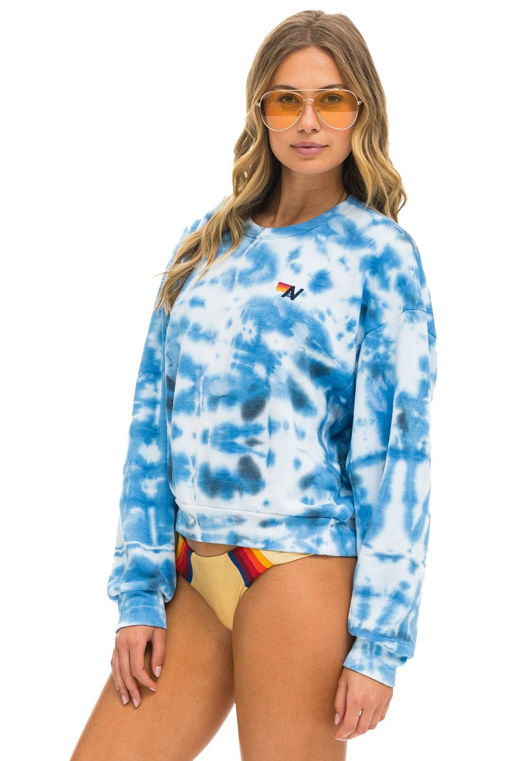 Retro HAND DYED RELAXED CREW SWEATSHIRT - TIE DYE BLUE
