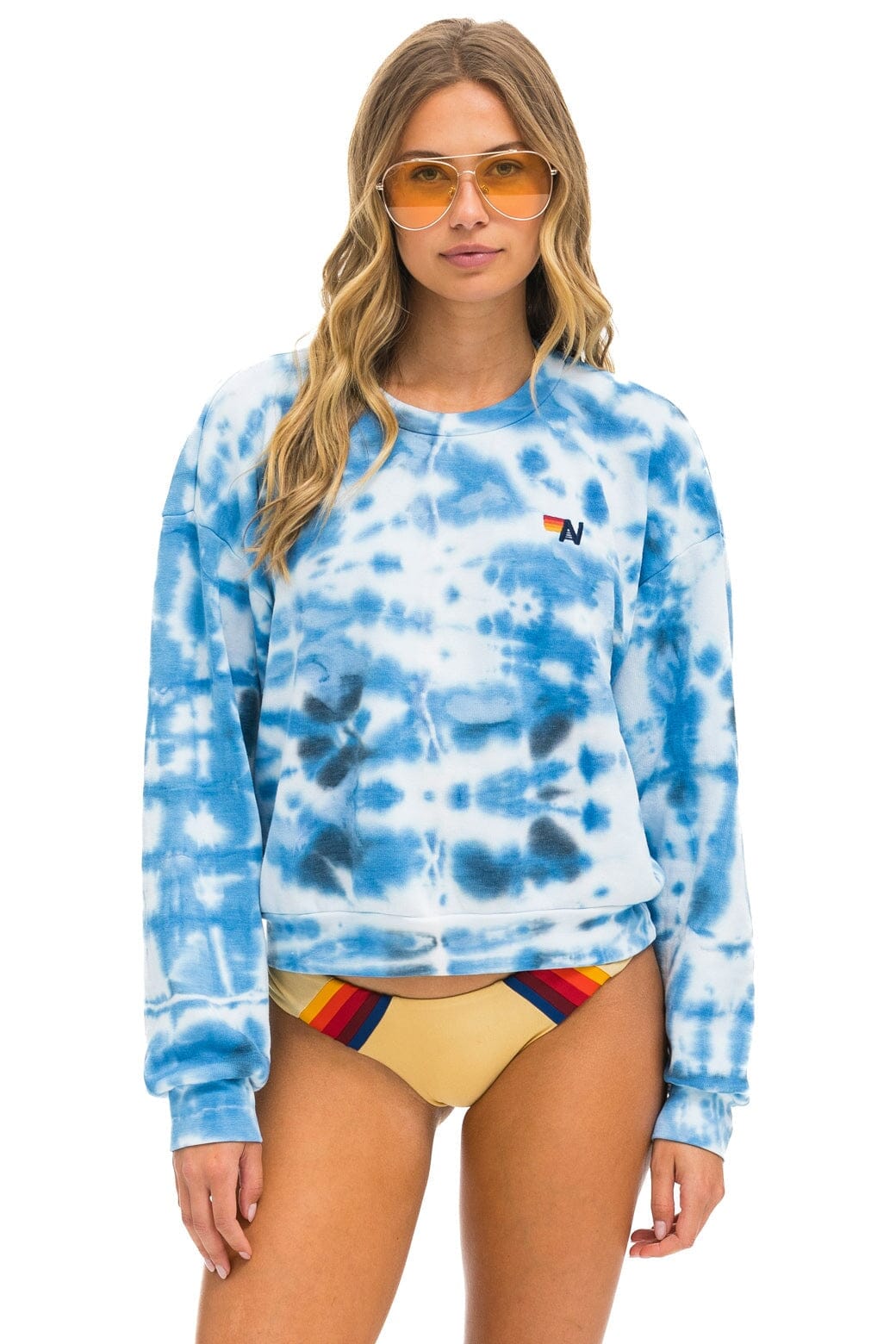 Retro HAND DYED RELAXED CREW SWEATSHIRT - TIE DYE BLUE