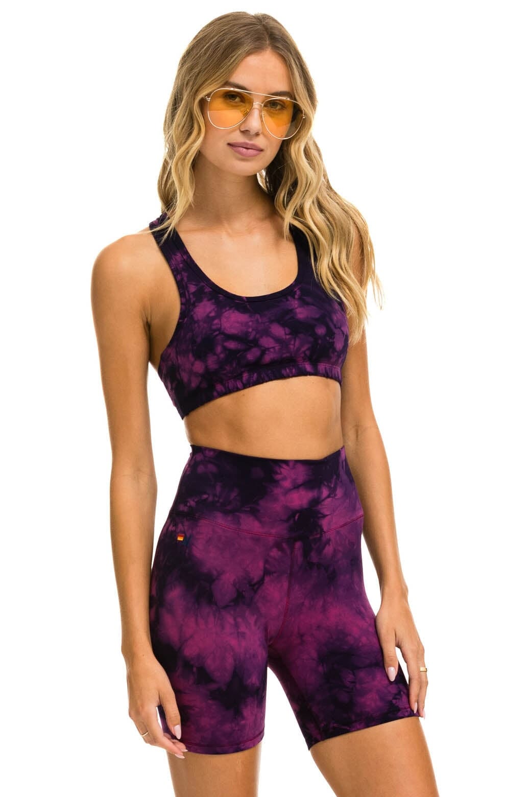 Retro HAND DYED SPORTS BRA - TIE DYE CRYSTAL ROSE