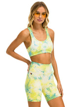 Retro HAND DYED SPORTS BRA - TIE DYE NEON YELLOW