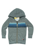 Retro KIDS 5 STRIPE HOODIE - HEATHER GREY BLUE STRIPES