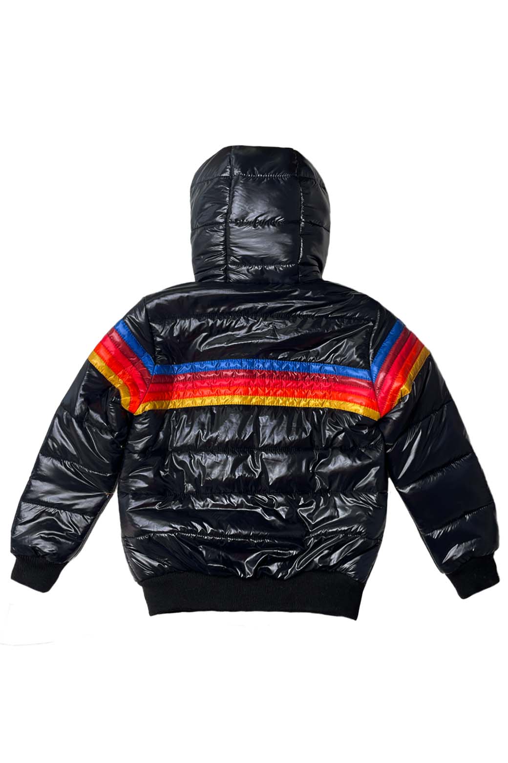 Retro KIDS 5 STRIPE TREKKER JACKET - GLOSSY BLACK