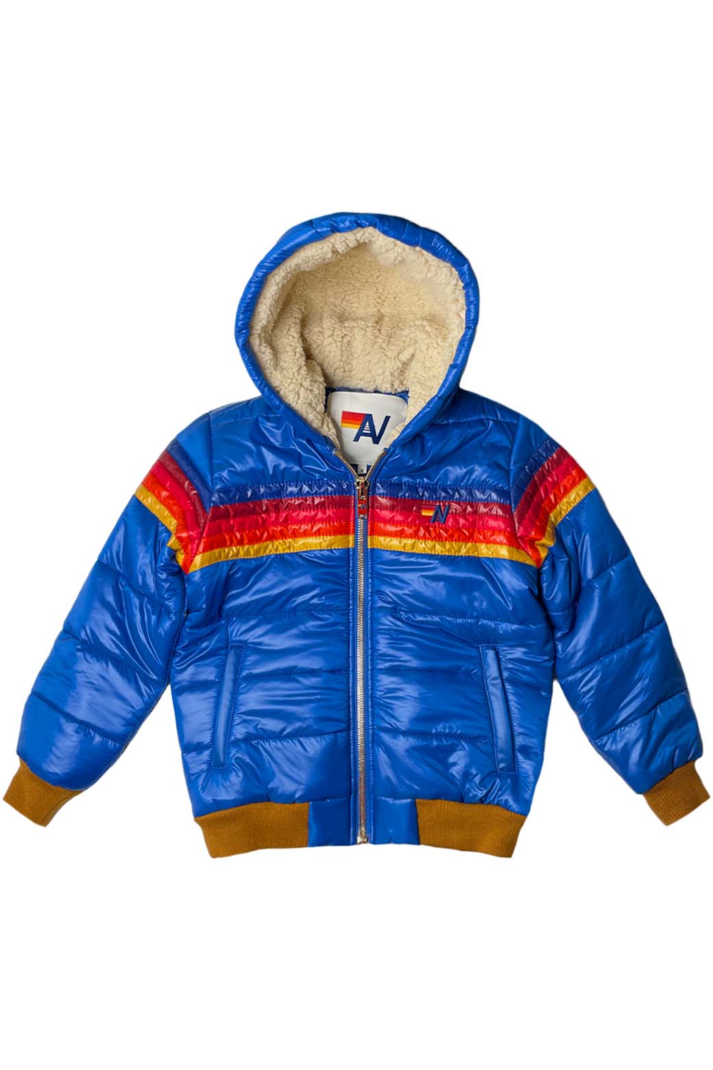 Retro KIDS 5 STRIPE TREKKER JACKET - GLOSSY SNORKEL BLUE