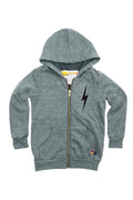Retro KIDS BOLT PRINT ZIP HOODIE - HEATHER GREY
